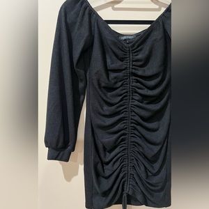 Black Ruched Bodycon Dress